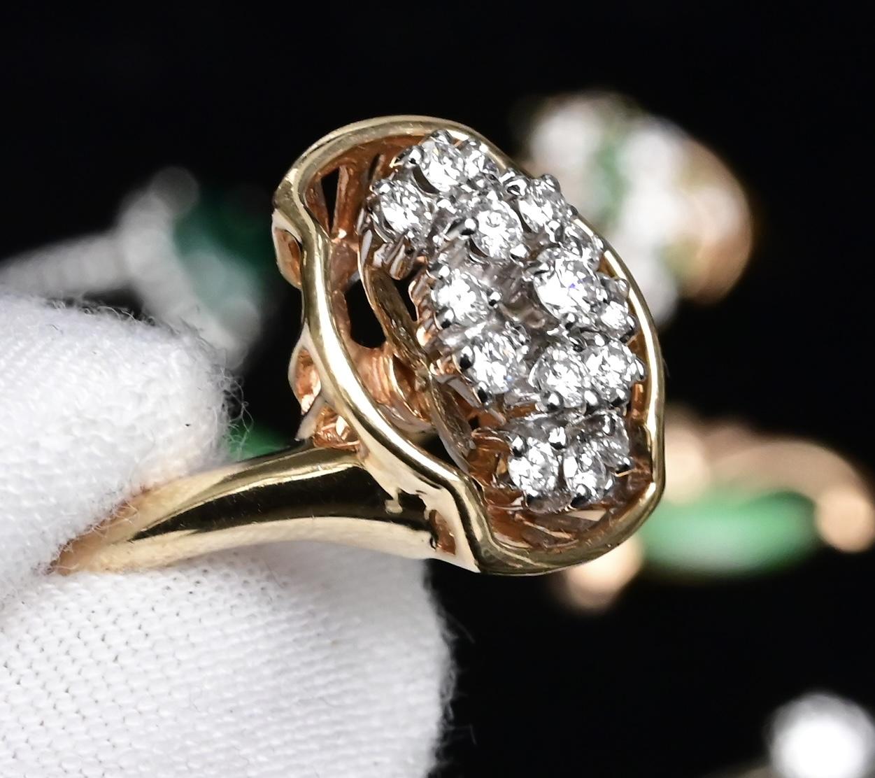 14K Yellow Gold Diamond Ring With VS2 Stones 0.41 Carats IGI Certified Size 6.5