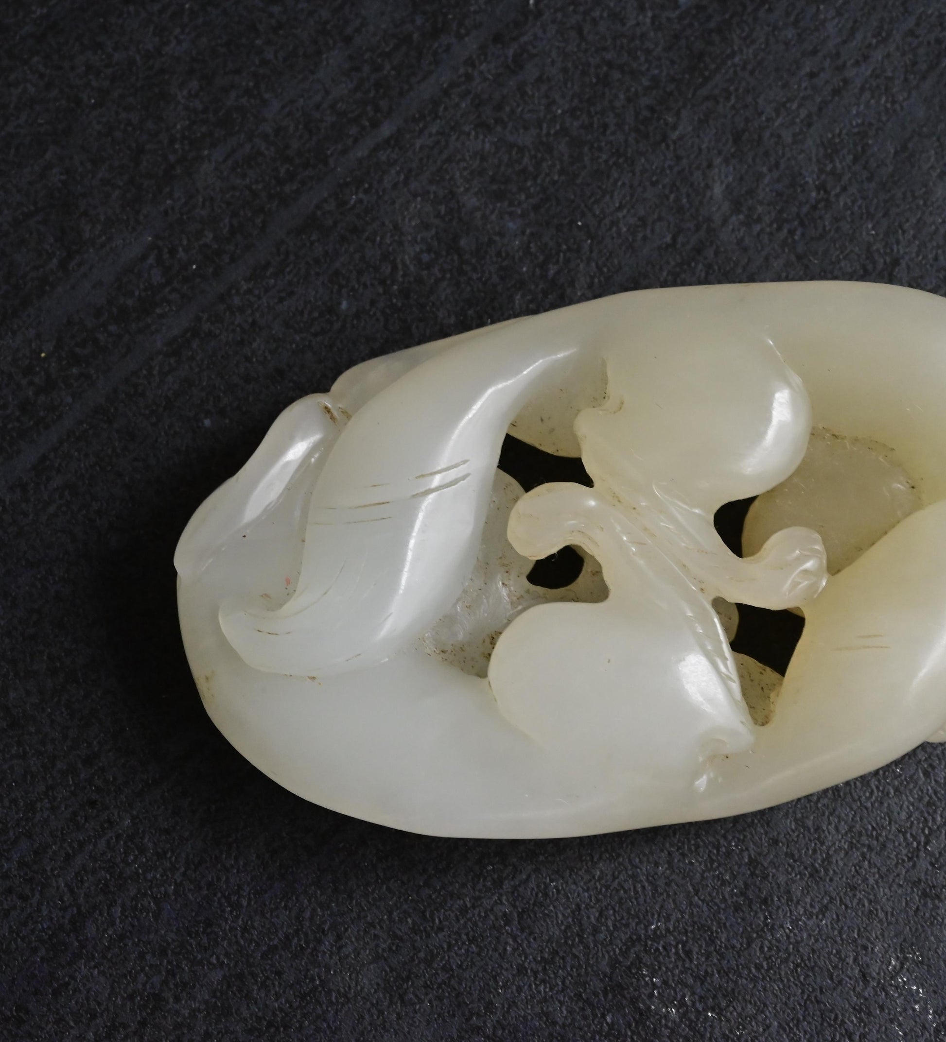 Antique Chinese Carved White Jade Toggle 60.97g – Mythical Beast 3" x 1.75"