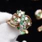 IGI Certified 14K Yellow Gold Emerald & Diamond Cluster Ring Size 4.75