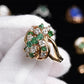 IGI Certified 14K Yellow Gold Emerald & Diamond Cluster Ring Size 4.75
