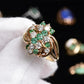 IGI Certified 14K Yellow Gold Emerald & Diamond Cluster Ring Size 4.75