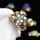IGI Certified 14K Yellow Gold Emerald & Diamond Cluster Ring Size 4.75