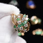 IGI Certified 14K Yellow Gold Emerald & Diamond Cluster Ring Size 4.75