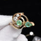 IGI Certified 14K Yellow Gold Ring with 0.70ct Natural Emeralds 0.25ct Diamonds