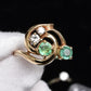 IGI Certified 14K Yellow Gold Ring with 0.70ct Natural Emeralds 0.25ct Diamonds