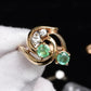 IGI Certified 14K Yellow Gold Ring with 0.70ct Natural Emeralds 0.25ct Diamonds