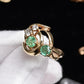 IGI Certified 14K Yellow Gold Ring with 0.70ct Natural Emeralds 0.25ct Diamonds