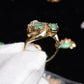 IGI Certified 14K Yellow Gold Ring with 0.70ct Natural Emeralds 0.25ct Diamonds
