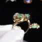 IGI Certified 14K Yellow Gold Ring with 0.70ct Natural Emeralds 0.25ct Diamonds