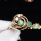 IGI Certified 14K Yellow Gold Ring with 0.70ct Natural Emeralds 0.25ct Diamonds