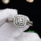 IGI Certified 10K White Gold Ring Natural Diamond & Sapphire Halo Size 6.75