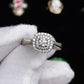 IGI Certified 10K White Gold Ring Natural Diamond & Sapphire Halo Size 6.75
