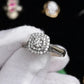 IGI Certified 10K White Gold Ring Natural Diamond & Sapphire Halo Size 6.75