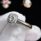 IGI Certified 10K White Gold Ring Natural Diamond & Sapphire Halo Size 6.75