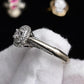 IGI Certified 10K White Gold Ring Natural Diamond & Sapphire Halo Size 6.75