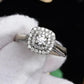 IGI Certified 10K White Gold Ring Natural Diamond & Sapphire Halo Size 6.75