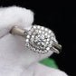 IGI Certified 10K White Gold Ring Natural Diamond & Sapphire Halo Size 6.75