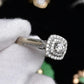 IGI Certified 10K White Gold Ring Natural Diamond & Sapphire Halo Size 6.75
