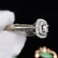 IGI Certified 10K White Gold Ring Natural Diamond & Sapphire Halo Size 6.75