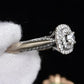IGI Certified 10K White Gold Ring Natural Diamond & Sapphire Halo Size 6.75