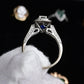 IGI Certified 10K White Gold Ring Natural Diamond & Sapphire Halo Size 6.75