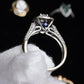 IGI Certified 10K White Gold Ring Natural Diamond & Sapphire Halo Size 6.75