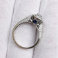 IGI Certified 10K White Gold Ring Natural Diamond & Sapphire Halo Size 6.75
