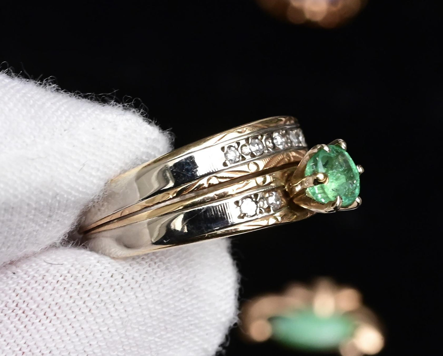14K Two-Tone Gold Emerald & Diamond Ring, IGI Certified, 5.01g