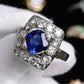 Art Deco 14K White Gold Diamond & Sapphire Ring Size 5 IGI Certified