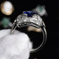 Art Deco 14K White Gold Diamond & Sapphire Ring Size 5 IGI Certified