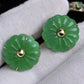 14K Yellow Gold Natural Jade Jadeite Earrings 6.4 DWT IGI Certified
