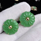 14K Yellow Gold Natural Jade Jadeite Earrings 6.4 DWT IGI Certified
