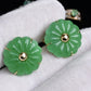 14K Yellow Gold Natural Jade Jadeite Earrings 6.4 DWT IGI Certified