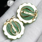 14K Yellow Gold Natural Jade Jadeite Earrings 6.4 DWT IGI Certified
