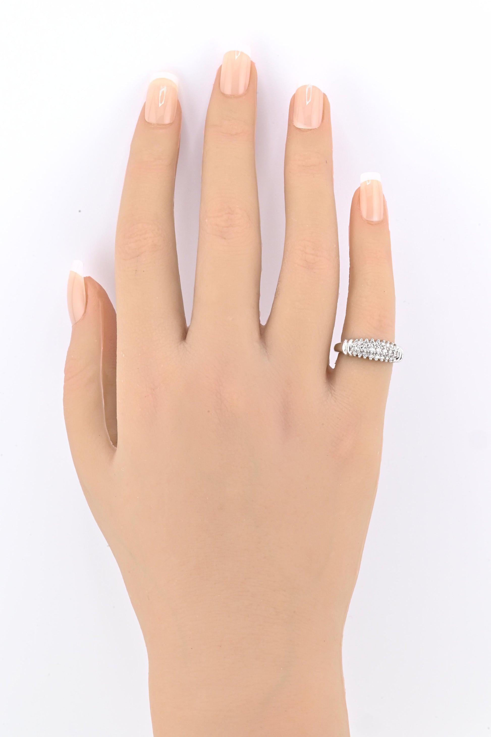 IGI Certified 14K White Gold Diamond Band – 0.25ct, 27 Natural Diamonds Size 4