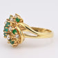 IGI Certified 14K Yellow Gold Emerald & Diamond Cluster Ring Size 4.75