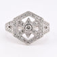 IGI Certified 14K White Gold Geometric Diamond Ring – 0.75 TCW, Size 8