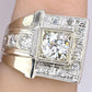 Art Deco GIA 1.00 Carat M Color VS2 Diamond Ring 14K White Gold Ring Size 5.75