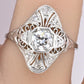 Art Deco Platinum Diamond Ring .50 Carats Center Stone Ring Size 8.75 IGI Cert.