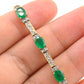 14K Yellow Gold Bracelet 6.03ct Emeralds & 0.93ct Diamond Accents 7 Inches