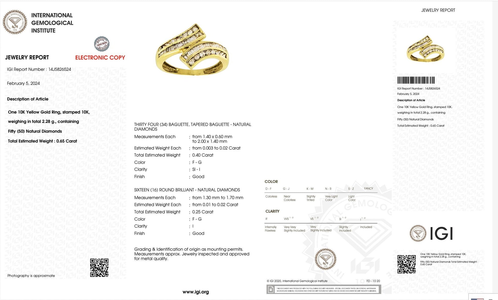 IGI Certified 10K Yellow Gold Diamond Bypass Ring – 0.65ct, Size 7