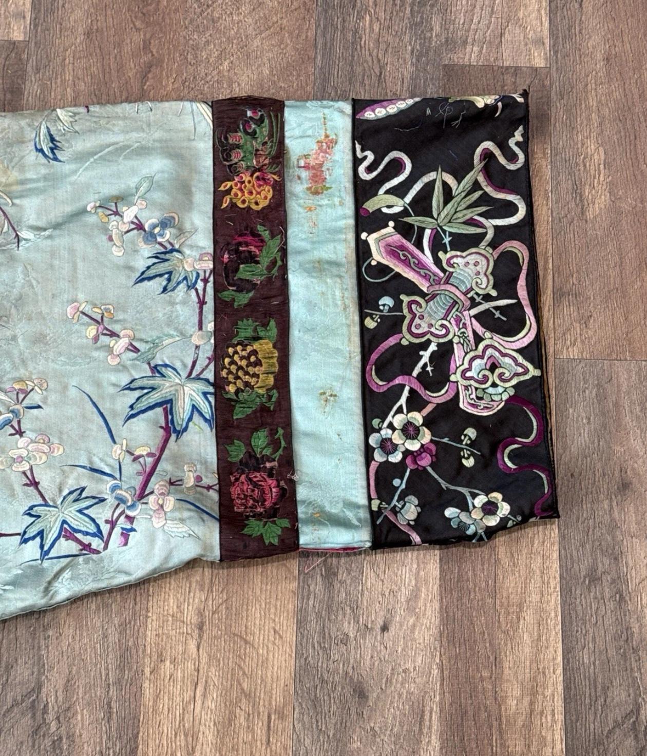 Antique Chinese Qing Dynasty Embroidered Silk Robe | 67x37” Court Robe