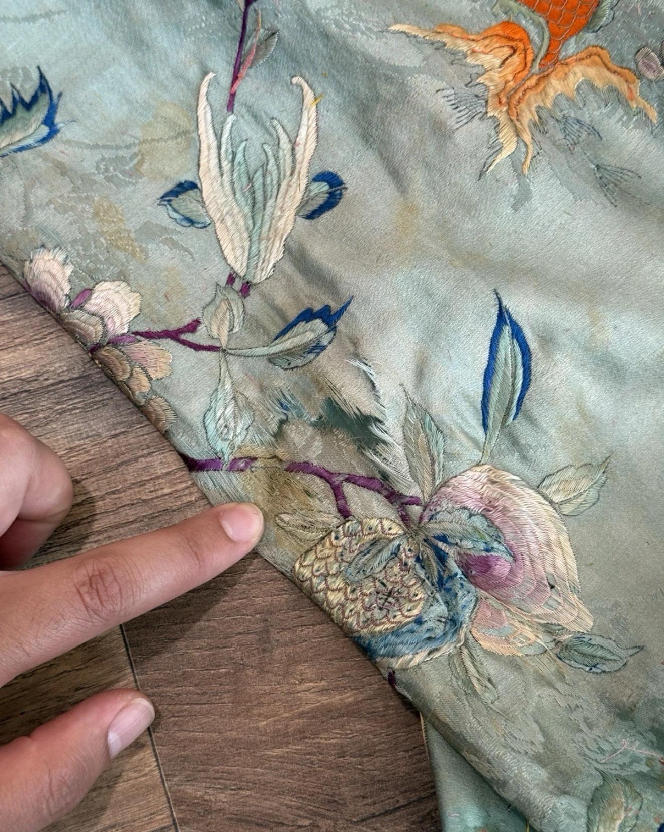 Antique Chinese Qing Dynasty Embroidered Silk Robe | 67x37” Court Robe