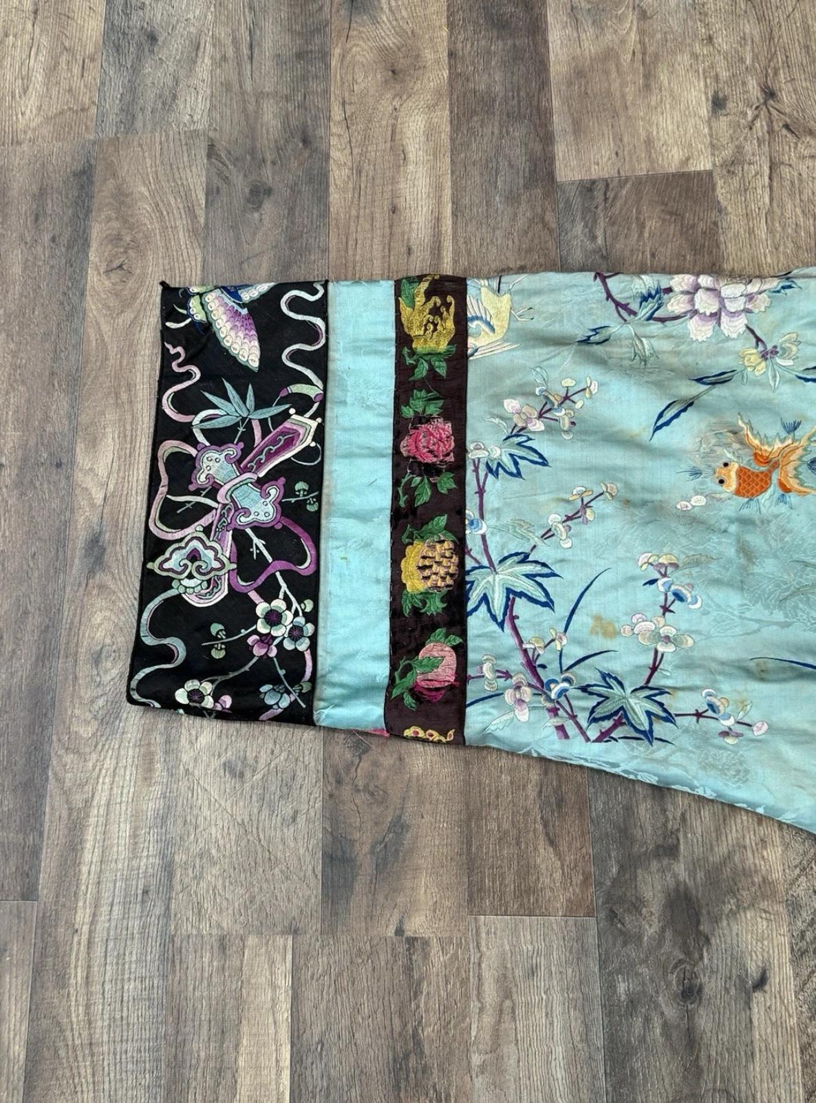 Antique Chinese Qing Dynasty Embroidered Silk Robe | 67x37” Court Robe