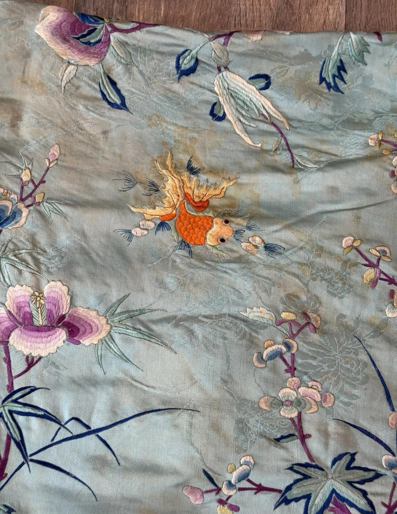 Antique Chinese Qing Dynasty Embroidered Silk Robe | 67x37” Court Robe