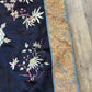 Late Qing Dynasty Silk Satin Robe with Couching and Satin Stitch Embroidery