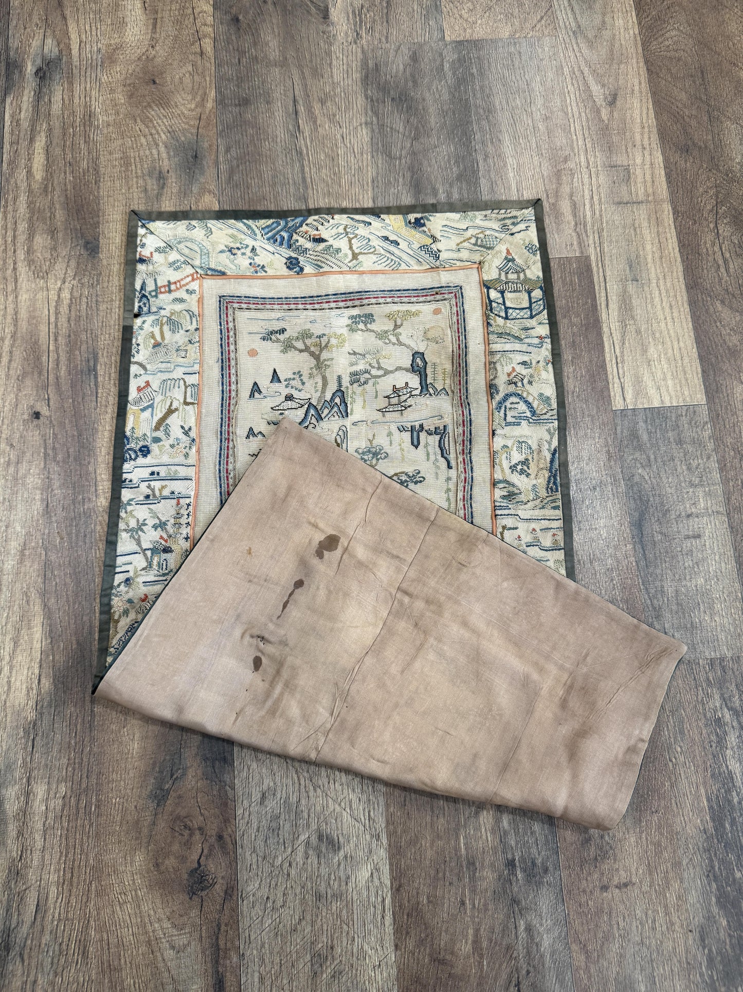 Late Qing Dynasty Silk Gauze Panels with Forbidden Stitch and Satin Stitch
