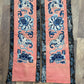 Late Qing Dynasty Silk Embroidery Sleeve Cuffs on Salmon-Pink Satin
