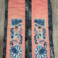 Late Qing Dynasty Silk Embroidery Sleeve Cuffs on Salmon-Pink Satin