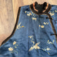 Late Qing Dynasty Silk Satin Vest with Crane and Floral Embroidery